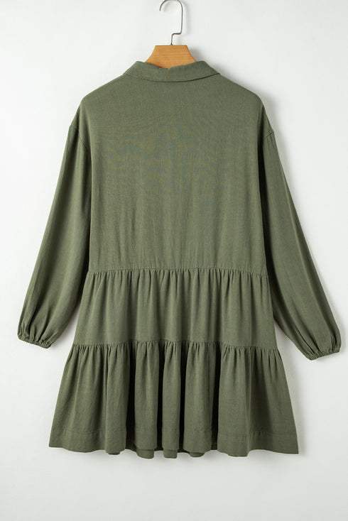 tiered-collared-neck-balloon-sleeve-shirt-dress OhSoStyled - Sophia's Style-7